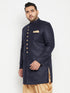 Vastramay Men's Plus Size Navy Blue Slim Fit Sherwani Only Top